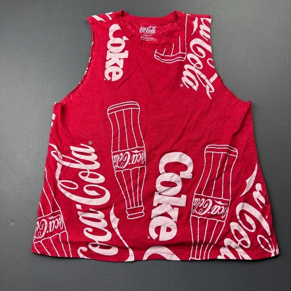 Coca-Cola Tank Top Girls Youth XL 15-17 yr Classic Red Graphic Vintage Style 80s